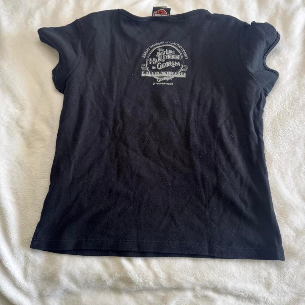 Y2K vintage Harley Davidson rhinestone eagle short sleeve top grunge graphic - Picture 6 of 6